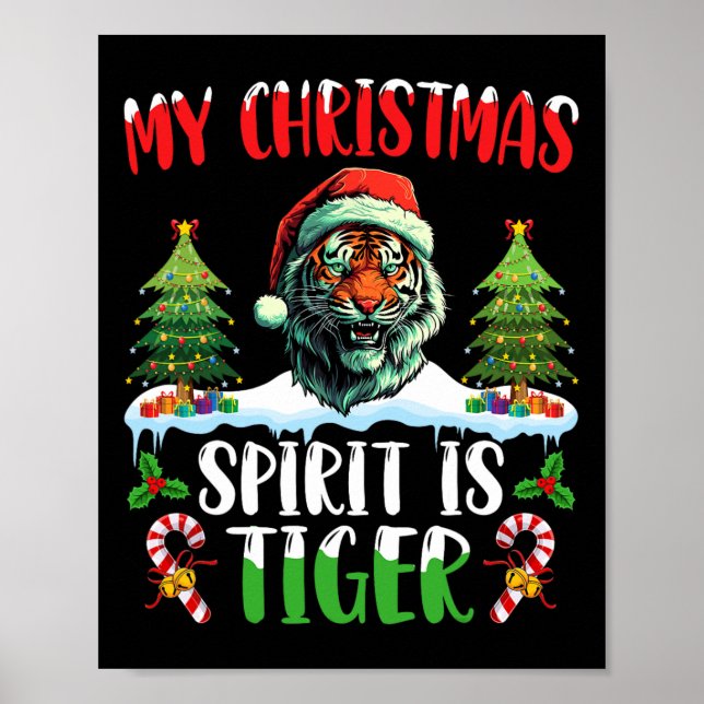 Póster Gorro de Santa de Navidad de Tigre Navidad Mi Espí (Frente)