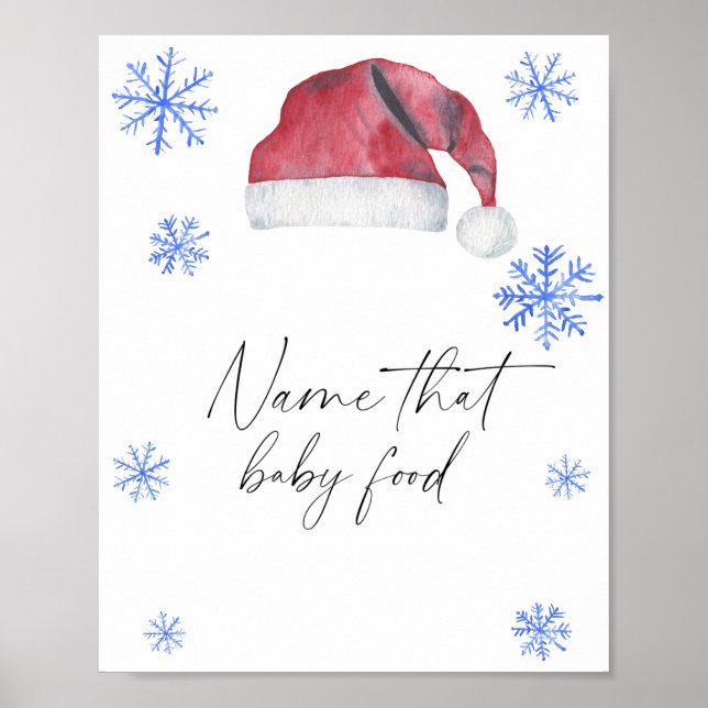 Póster Gorro de Santa - Nombre de bebé que come (Frente)