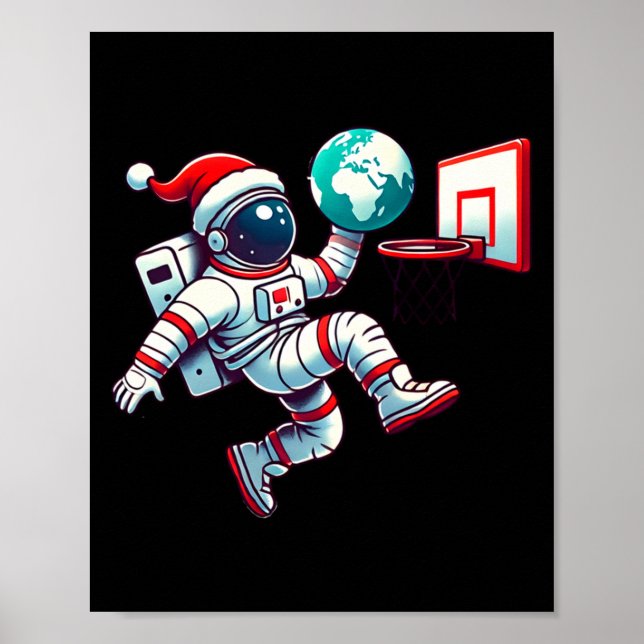 Póster Gorro divertido de Santa Claus astronauta haciendo (Frente)