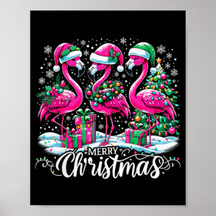 Póster Gorro Feliz Navidad Santa Flamenco Luz Navidad