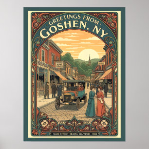 Póster Goshen NY Calle Principal 1908 Estilo Vintage
