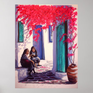 Póster "Gossips de aldea griega" (grande)