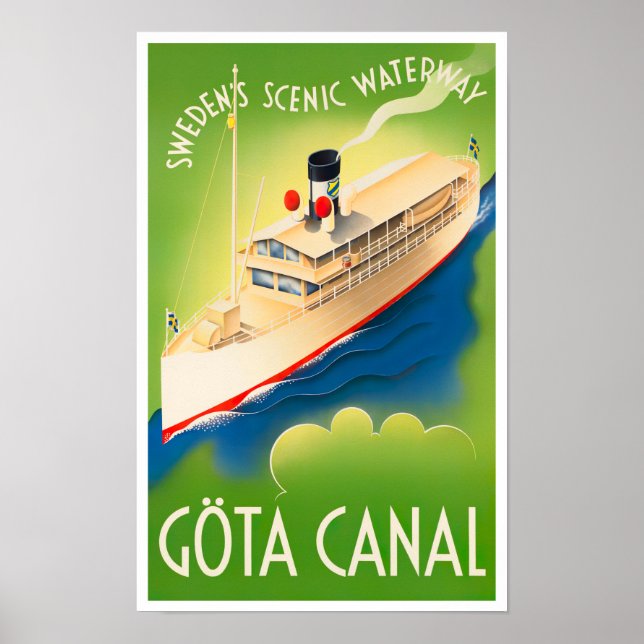 Póster Gota canal Suecia Poster de viaje vintage (Frente)