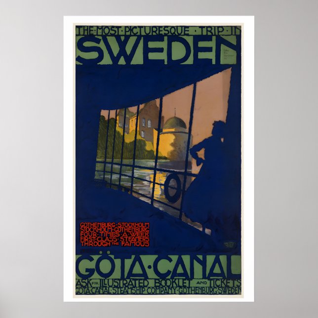 Póster Göta Canal The Most Picturesque Sweden Vintage (Frente)