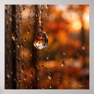 Póster Gota de lluvia en la ventana Fotografía Bokeh de o