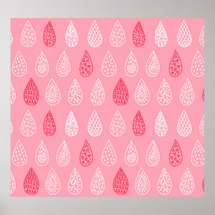 Póster Gotas de agua de Doodle: patrón de cosecha