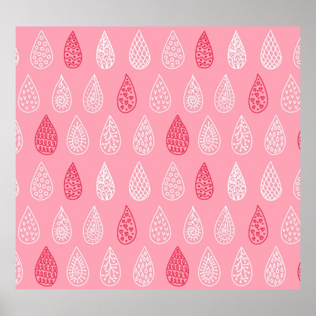 Póster Gotas de agua de Doodle: patrón de cosecha (Frente)