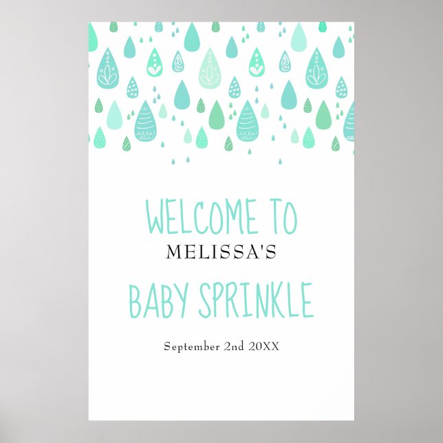 Póster Gotas de lluvia cúrcuma Bebé Sprinkle / Bienvenida (Frente)