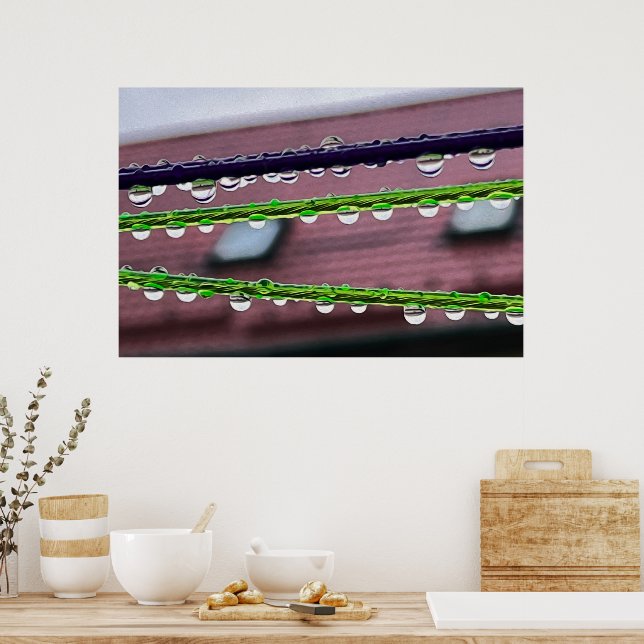 Póster Gotas de lluvia en cuerdas (Cocina)