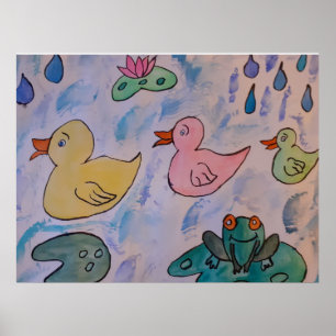 Póster Gotas de lluvia en el Poster Ducklings