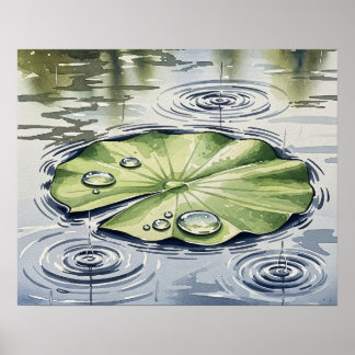 Póster Gotas de lluvia en un lipad
