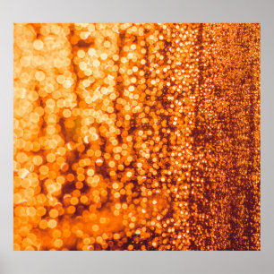 Póster Gotas de lluvia naranjas en vidrio, fondo abstract
