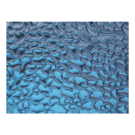 Póster Gotas de lluvia suaves en vidrio azul