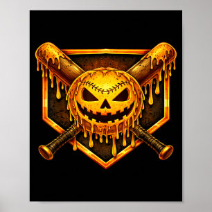 Póster Goteo de béisbol calabaza espeluznante fantasma Ha