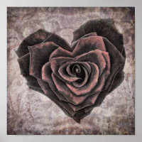 goth heart rose poster
