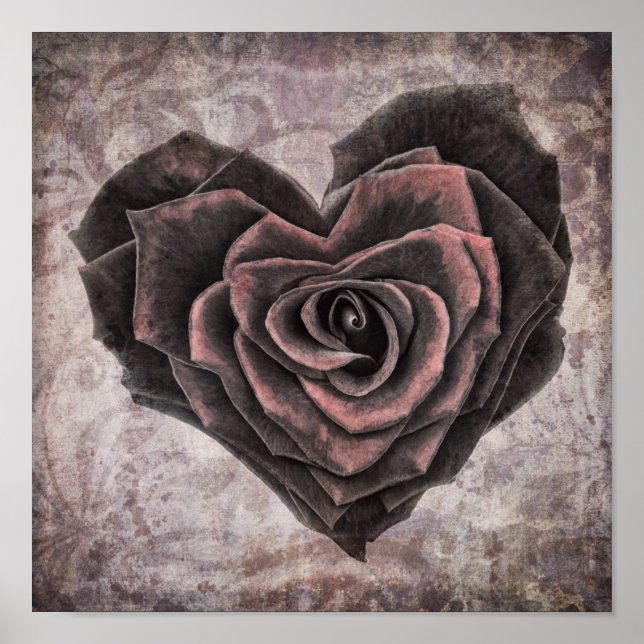 Póster goth heart rose poster (Frente)