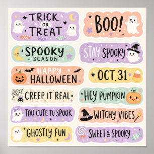 Póster Goth Pastel Halloween Fantasmas Lindos