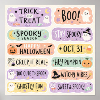 Póster Goth Pastel Halloween Fantasmas Lindos