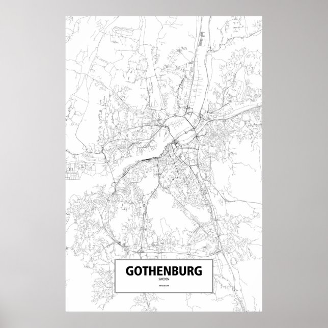Póster Gothenburg, Sweden (black on white) (Frente)