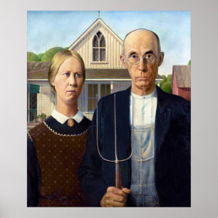 Póster Gothic Americano de Grant Wood 