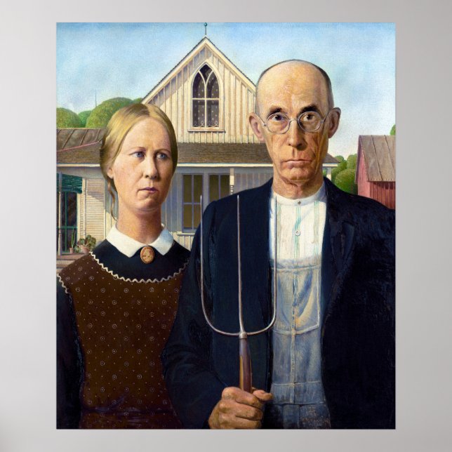 Póster Gothic Americano de Grant Wood  (Frente)