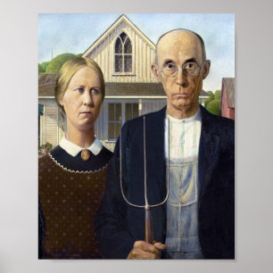 Póster Gothic Americano de Grant Wood (1930) 