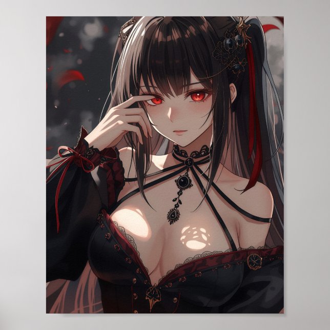 Póster Gothic Anime Girl with Scarlet Eyes (Frente)
