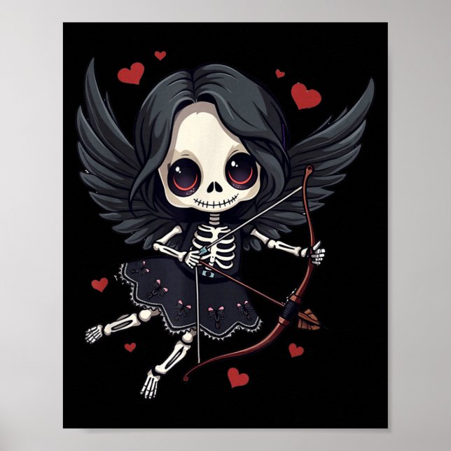 Póster Gothic Anime Skeleton Cud – Dark Valentine Kawaii  (Frente)