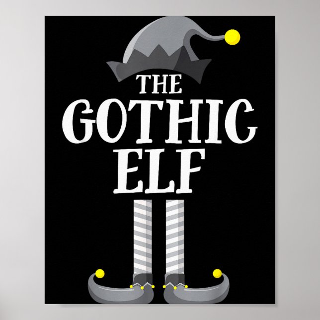 Póster Gothic Black Elf Matching Family Group Christmas P (Frente)