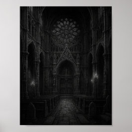 Póster Gothic Cathedral in Black + White Poster