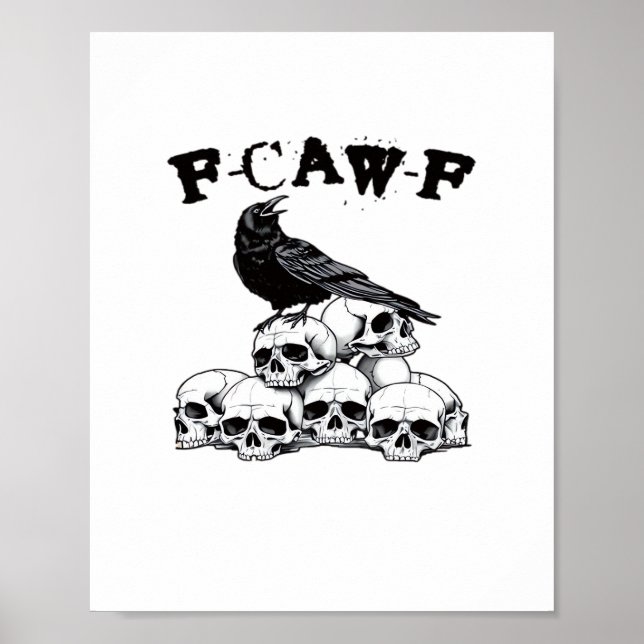 Póster Gothic Crow F Caw F Raven Skull Halloween Graphic  (Frente)
