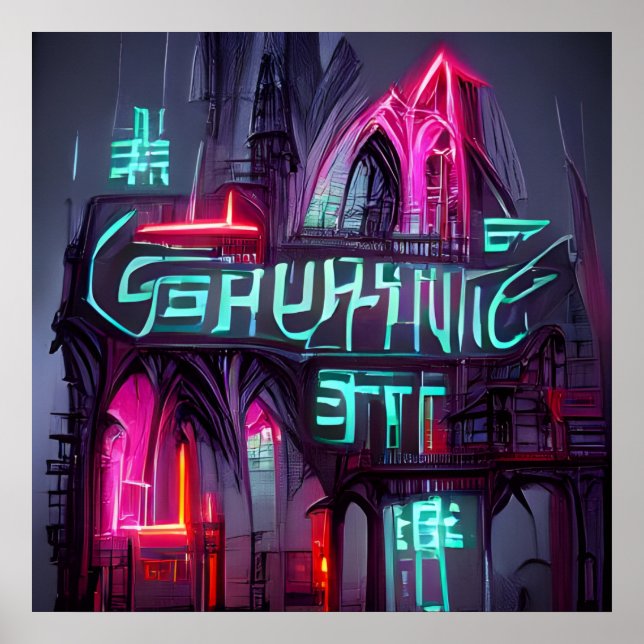 Póster Gothic Cyberpunk Neonoir Abstract Architecture (Frente)