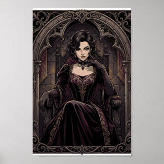 Póster Gothic Dark Queen Vampire Royalty Fantasy Portrait