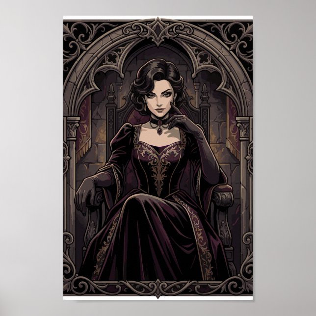 Póster Gothic Dark Queen Vampire Royalty Fantasy Portrait (Frente)