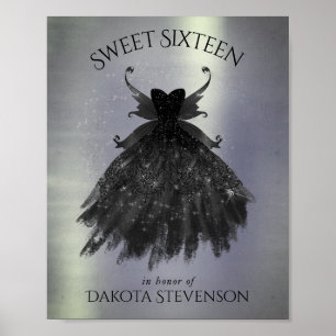 Póster Gothic Fairy Black Gown   Vampy Gótico Glam Sheen