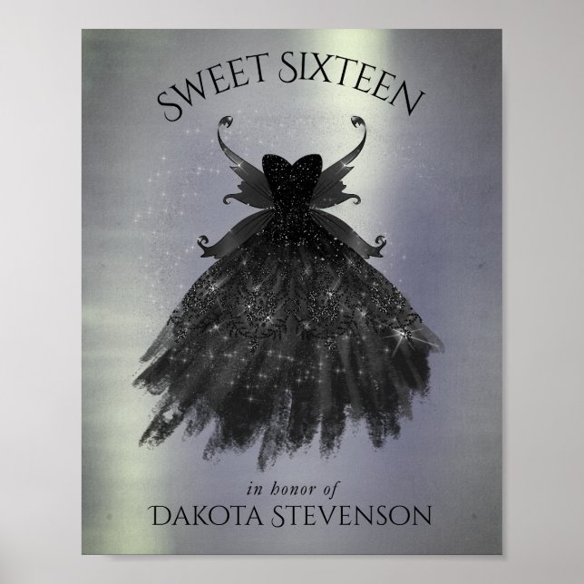 Póster Gothic Fairy Black Gown | Vampy Gótico Glam Sheen (Frente)
