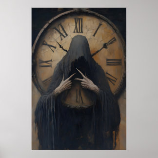 Póster Gothic Grim Reaper Clock Art Printable Dark
