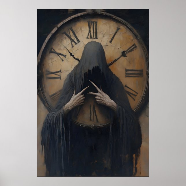 Póster Gothic Grim Reaper Clock Art Printable Dark (Frente)