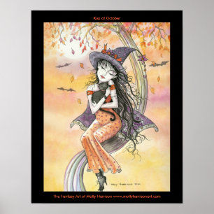 Póster Gothic Halloween Witch Cat Poster