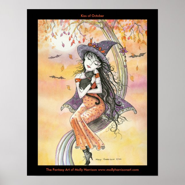 Póster Gothic Halloween Witch Cat Poster (Frente)