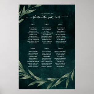 Póster Gothic Leave dreamy EMERALD GREEN, Plan de asiento