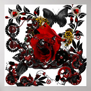 Póster gothic love steampunk funky design