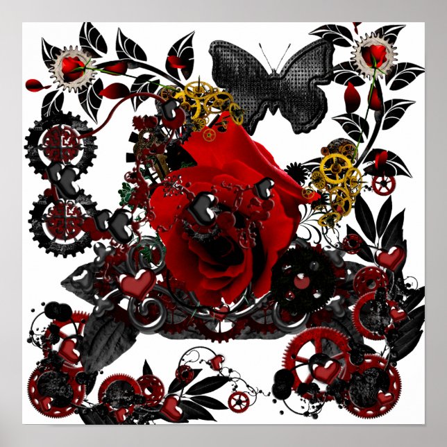 Póster gothic love steampunk funky design (Frente)