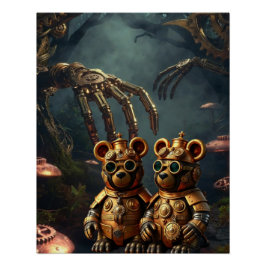 Póster Gothic Mechanical Dark Forest Steampunk Gummy Bear