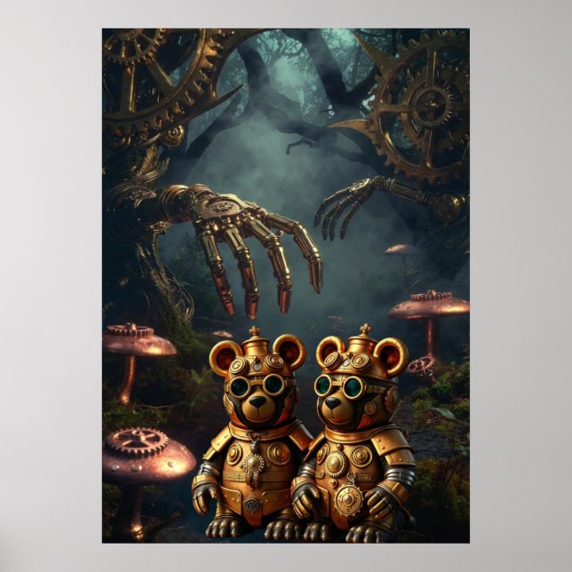 Póster Gothic Mechanical Dark Forest Steampunk Gummy Bear (Frente)