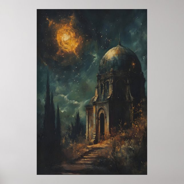 Póster Gothic Observatory Space Printable Dark Fantasy (Frente)