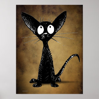 Póster Gothic Oriental Black Cat