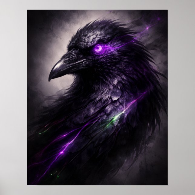 Póster Gothic Purple Raven Wall Art (Frente)