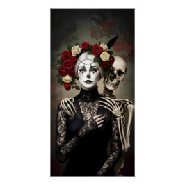 Póster Gothic Rose Queen – Dark Romantic Art with Skeleto