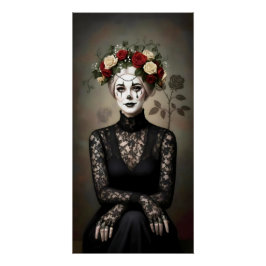 Póster Gothic Rose Queen – Dark Romantic Art with Skeleto
